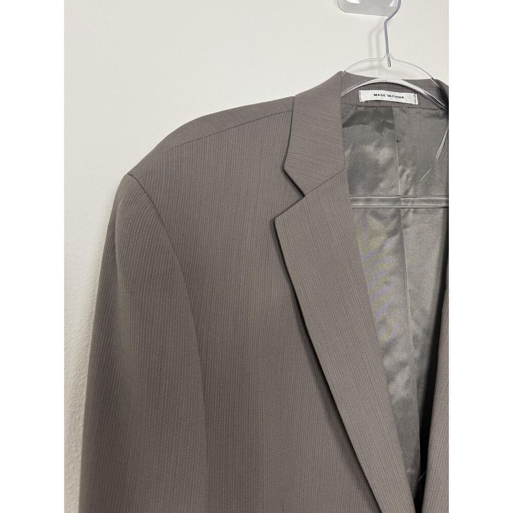 Kenneth Cole New York Blazer Mens 44L Taupe Pinstripe Wool Two Button Lined - Picture 4 of 12